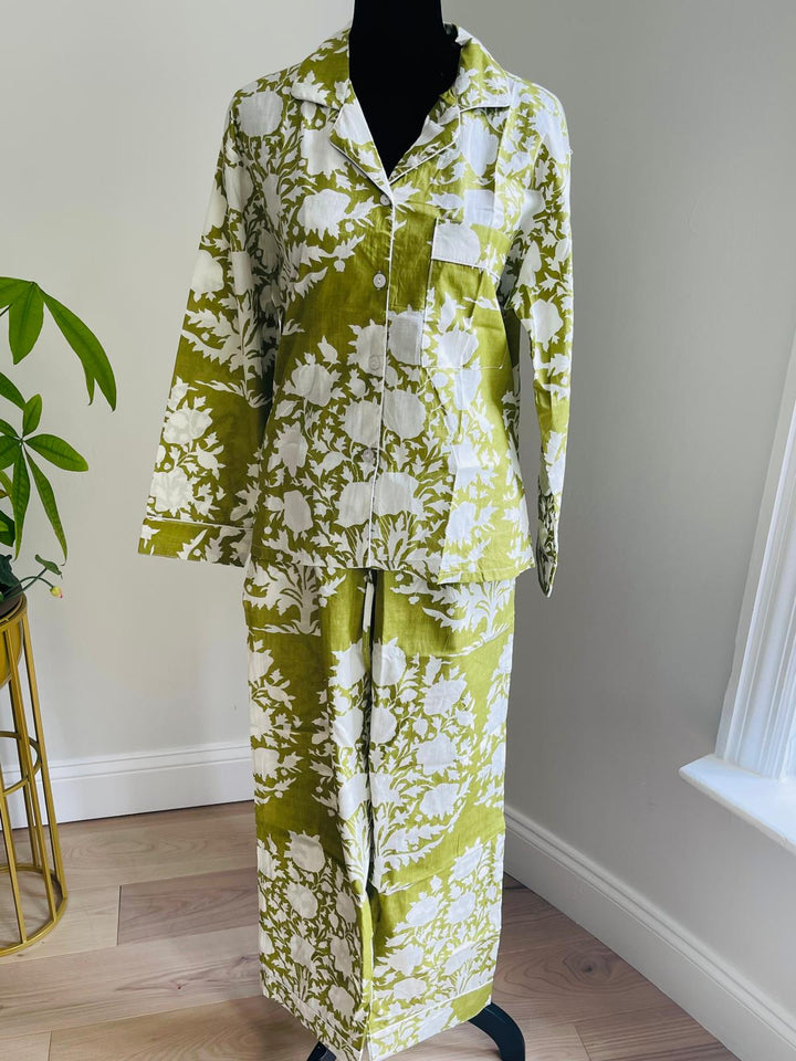 Leafy Green Long Pajama Set