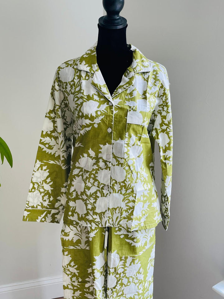 Leafy Green Long Pajama Set