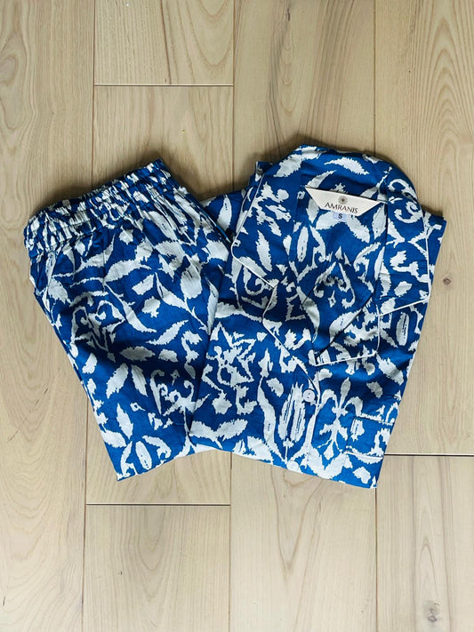 Leafy Blue Long PJ Set