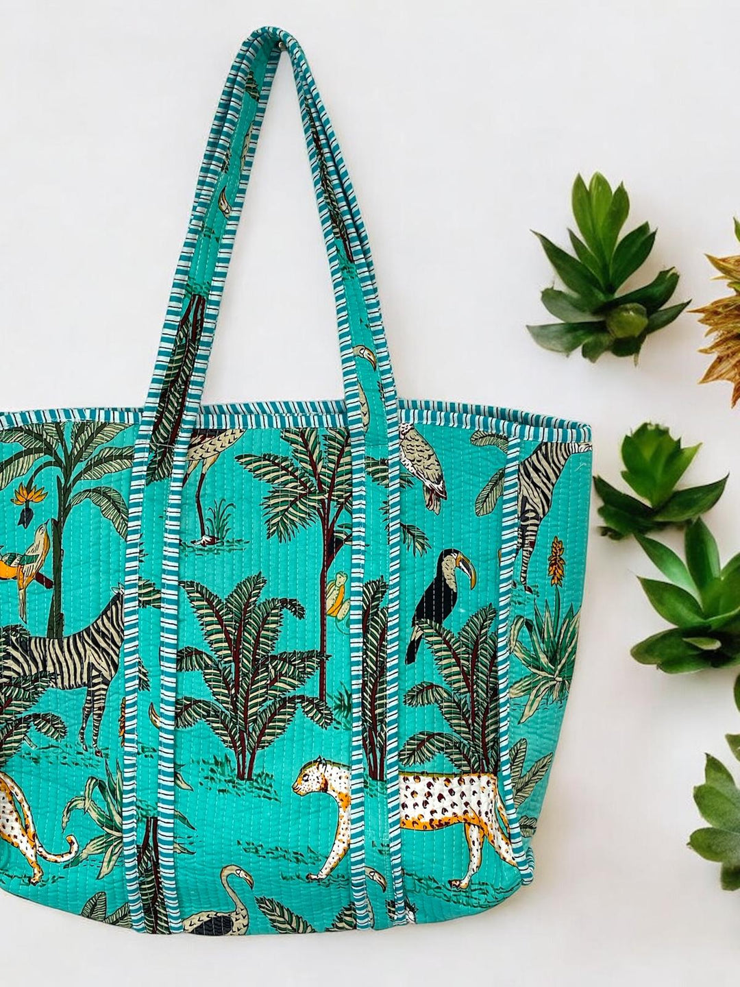 Handmade Block Printed Reversible Tote Bag