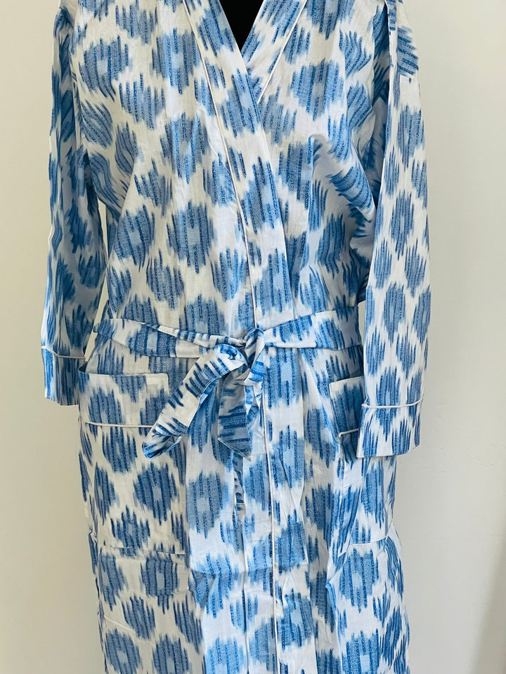 Hand Block Print Cotton Kimono Robe