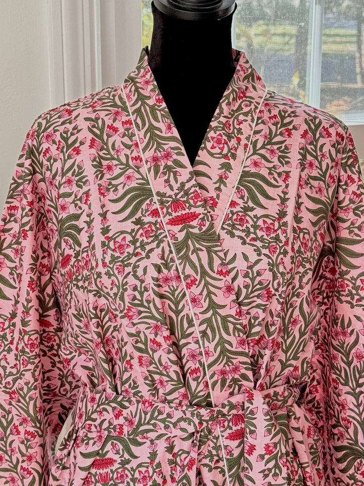 Hand Block Printed Cotton Kimono Robe