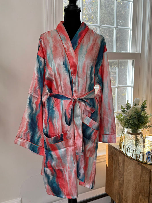 Multi Color Mini Satin Silk Bath Robe
