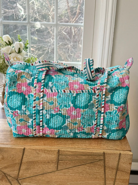 Floral Block Printed Duffel Bag