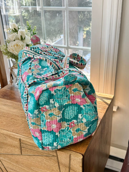 Floral Block Printed Duffel Bag