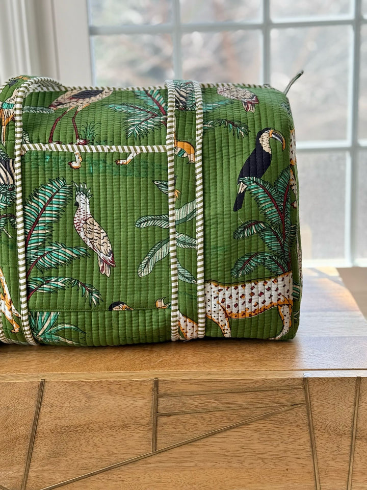 Green Block Printed Duffel Bag