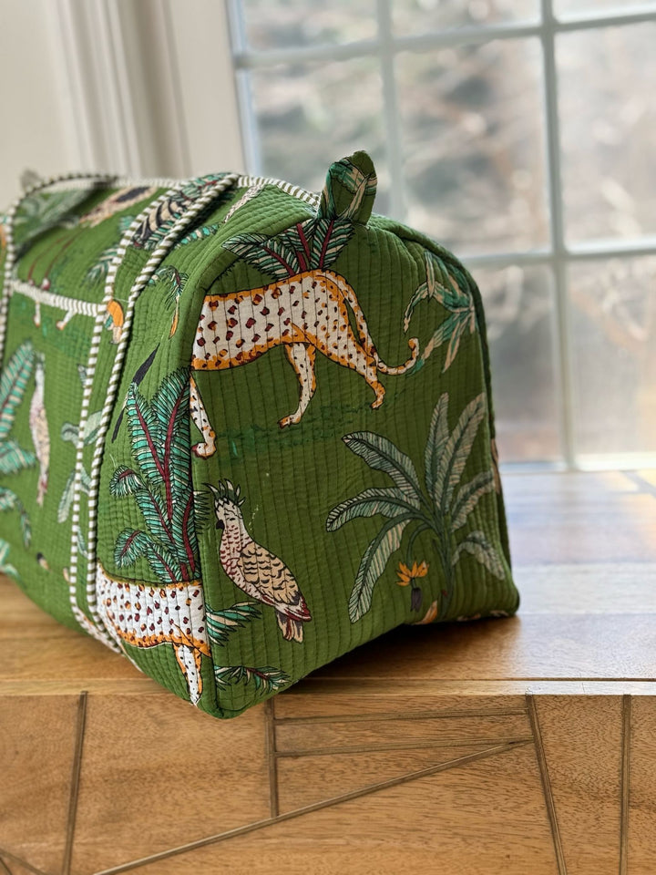 Green Block Printed Duffel Bag