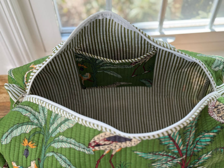 Green Block Printed Duffel Bag