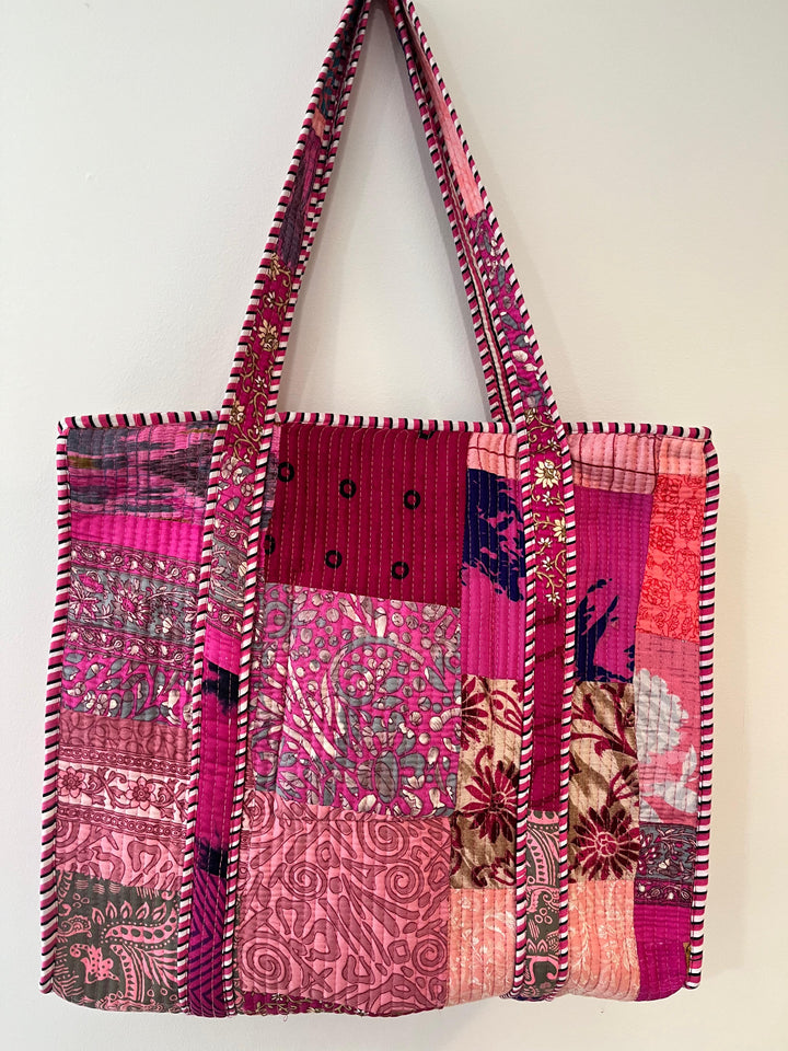 Pink Patchwork Tote Bag
