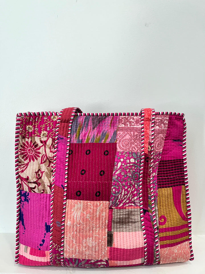 Pink Patchwork Tote Bag