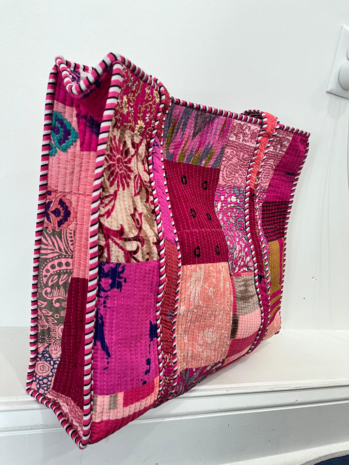 Pink Patchwork Tote Bag