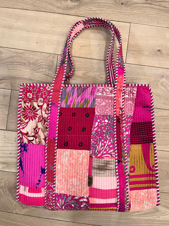 Pink Patchwork Tote Bag