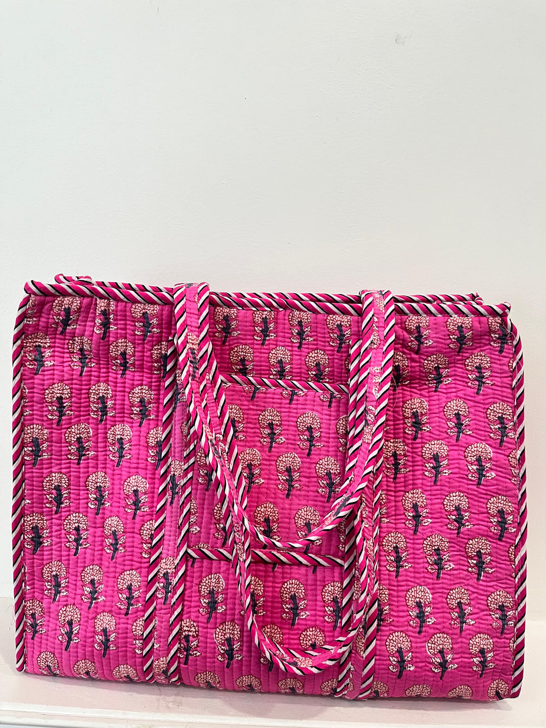 Pink Block Printed Tote Bag