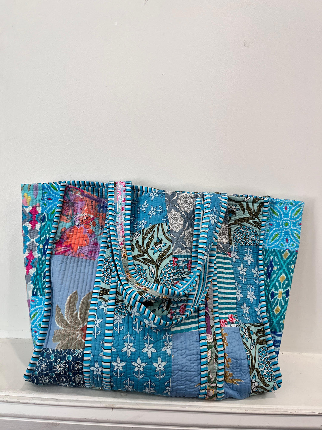 Blue Patchwork Tote Bag