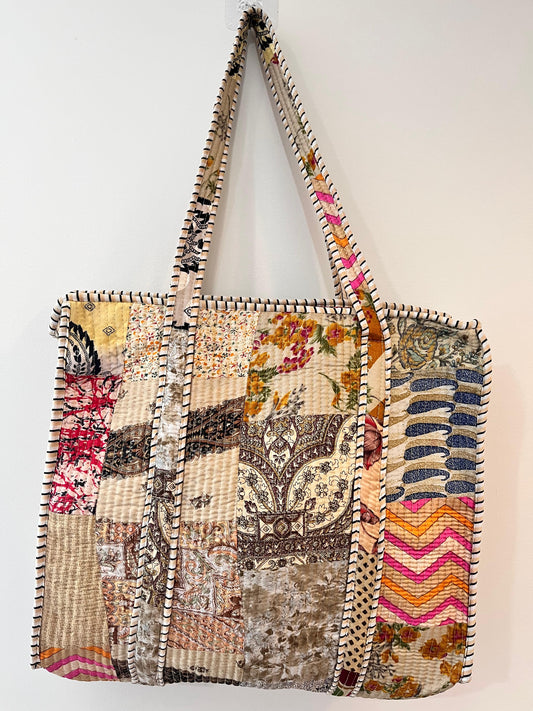 Multi-Color Patchwork Tote Bag