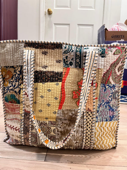 Multi-Color Patchwork Tote Bag