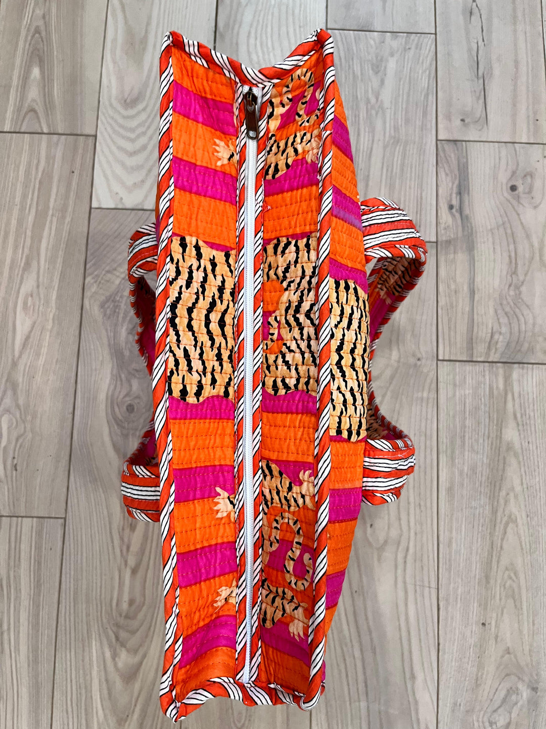 Block Printed Orange Tote Bag