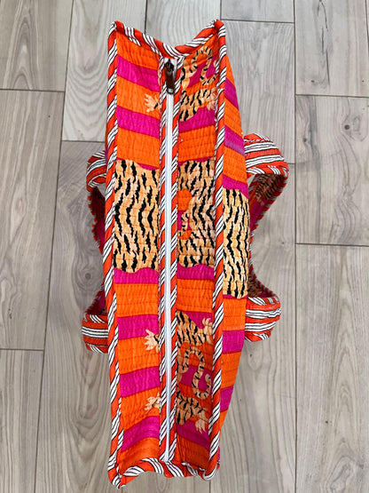 Block Printed Orange Tote Bag