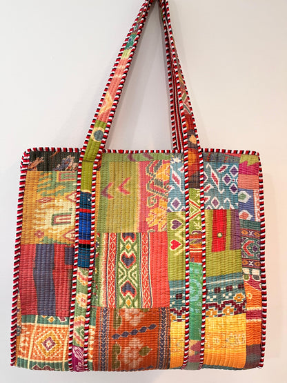 Multi-Color Patchwork Tote Bag