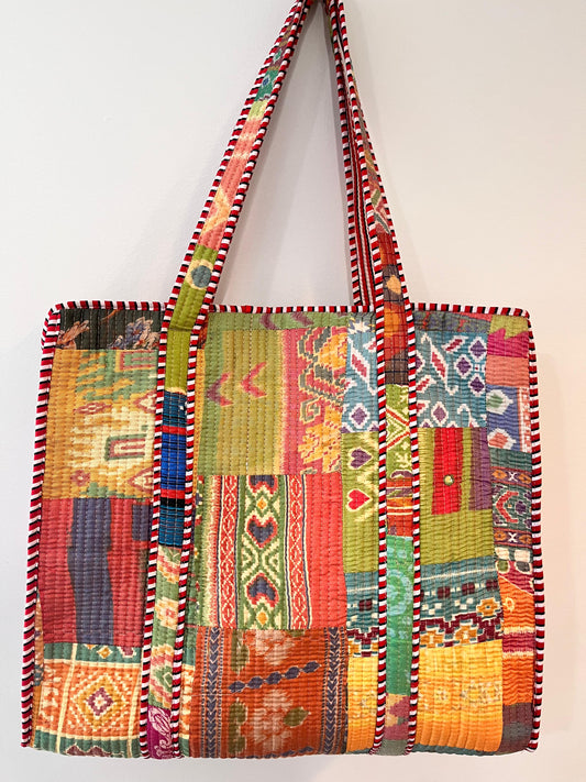 Multi-Color Patchwork Tote Bag
