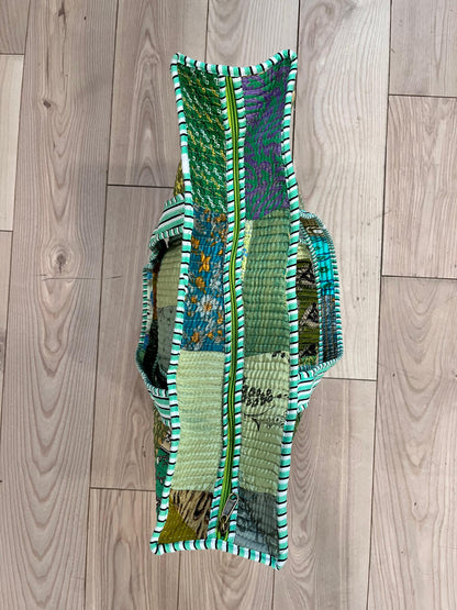 Green Patchwork Tote Bag