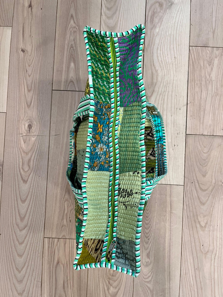 Green Patchwork Tote Bag
