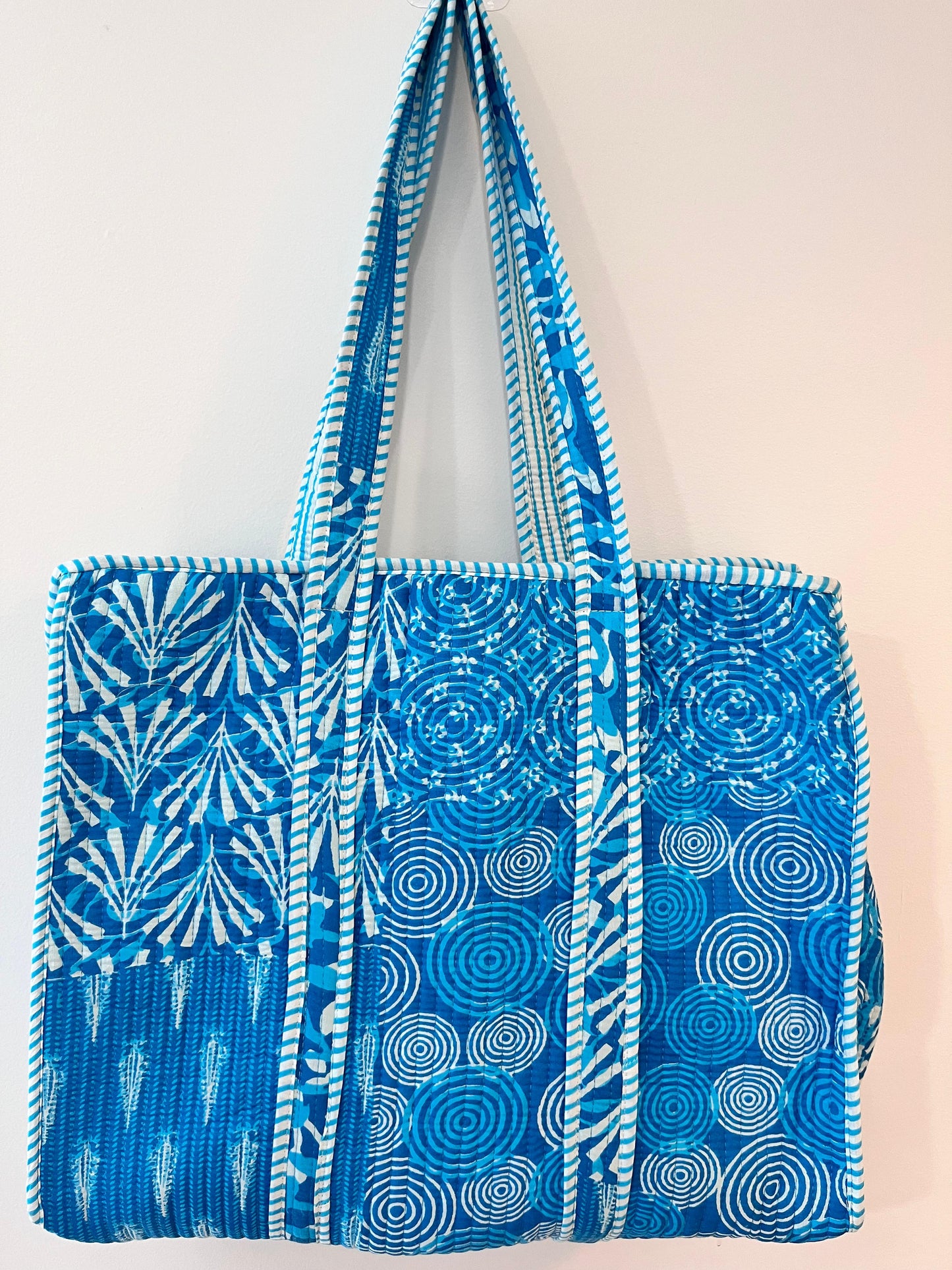 Blue Patchwork Tote Bag