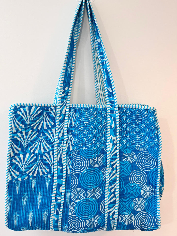 Blue Patchwork Tote Bag