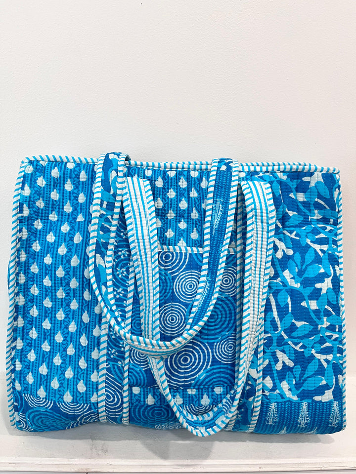 Blue Patchwork Tote Bag