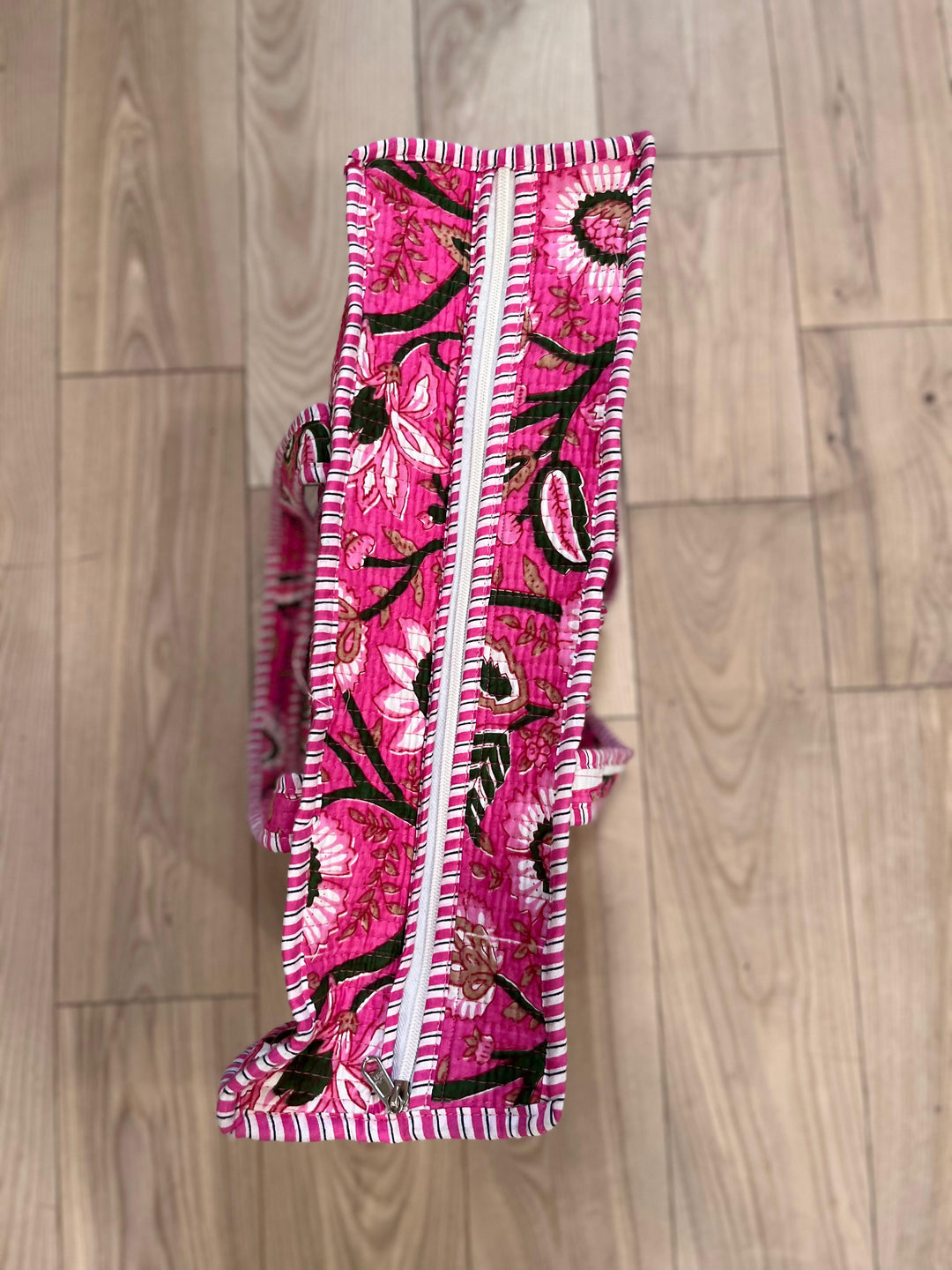 Pink Block Printed Tote Bag