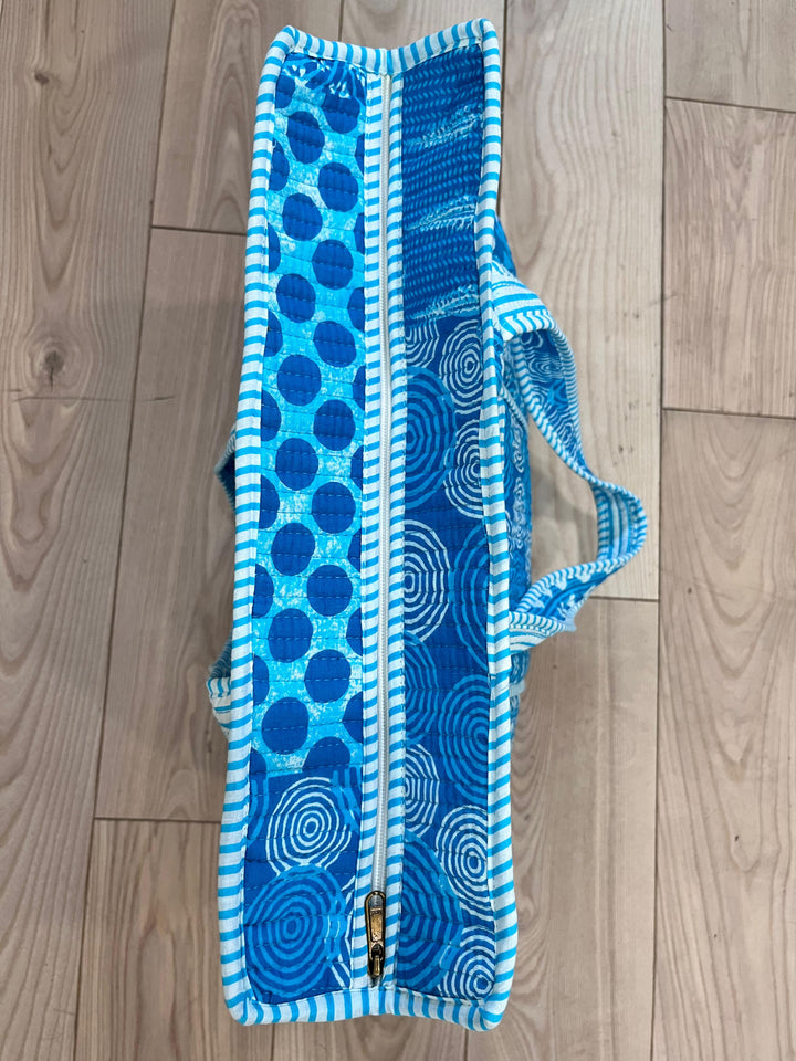Blue Patchwork Tote Bag