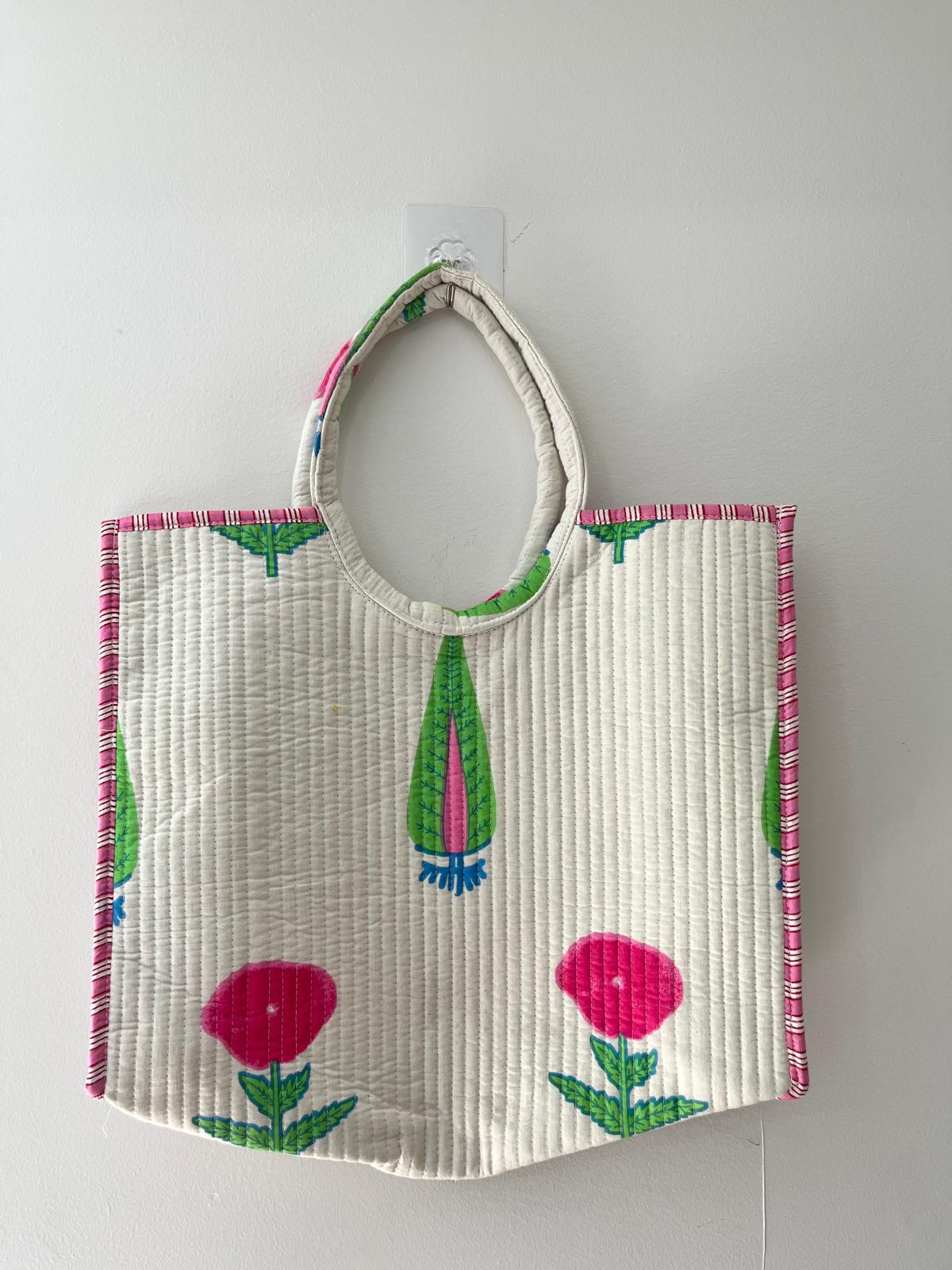 White Floral Moon Bag