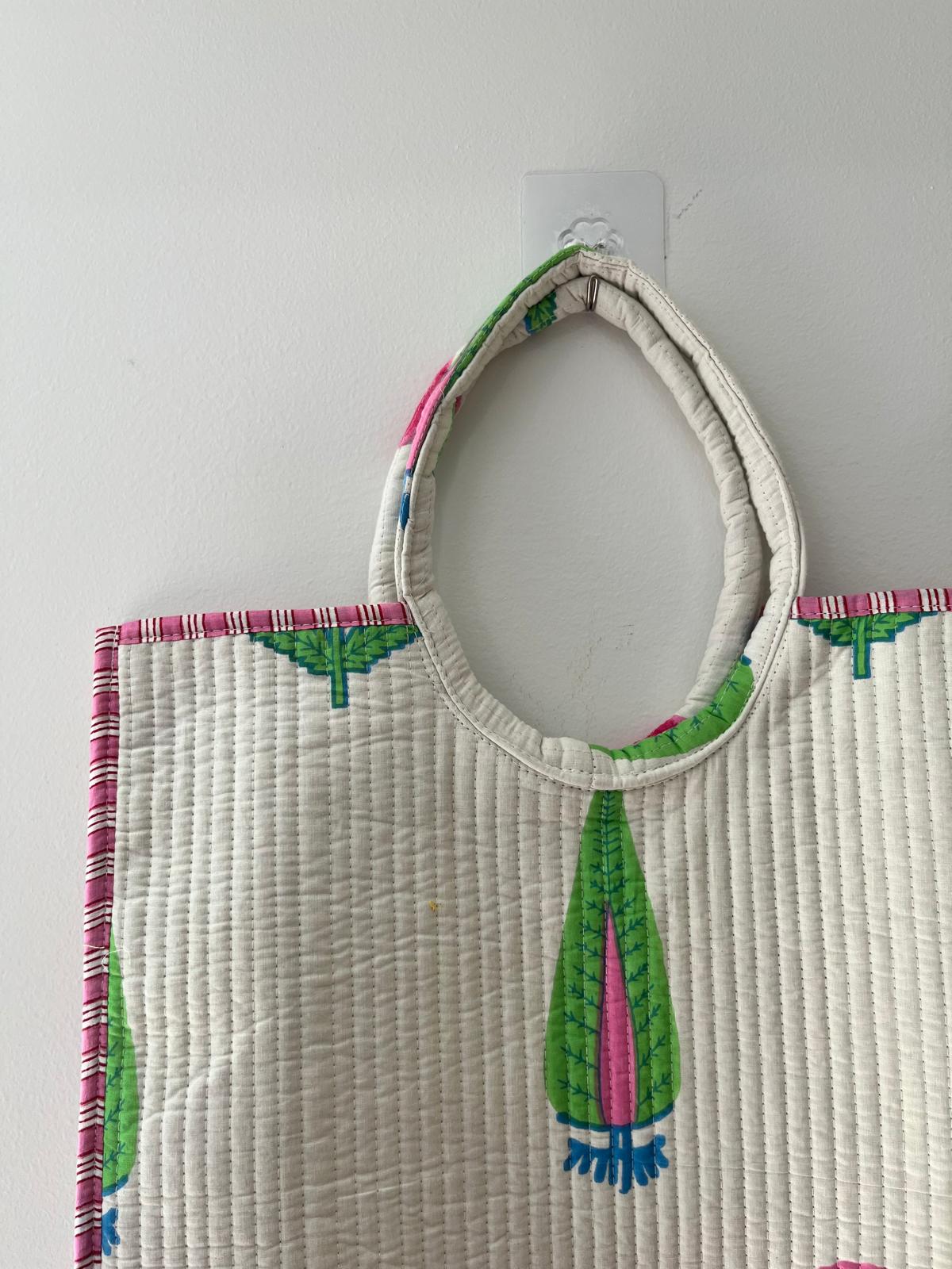 White Floral Moon Bag