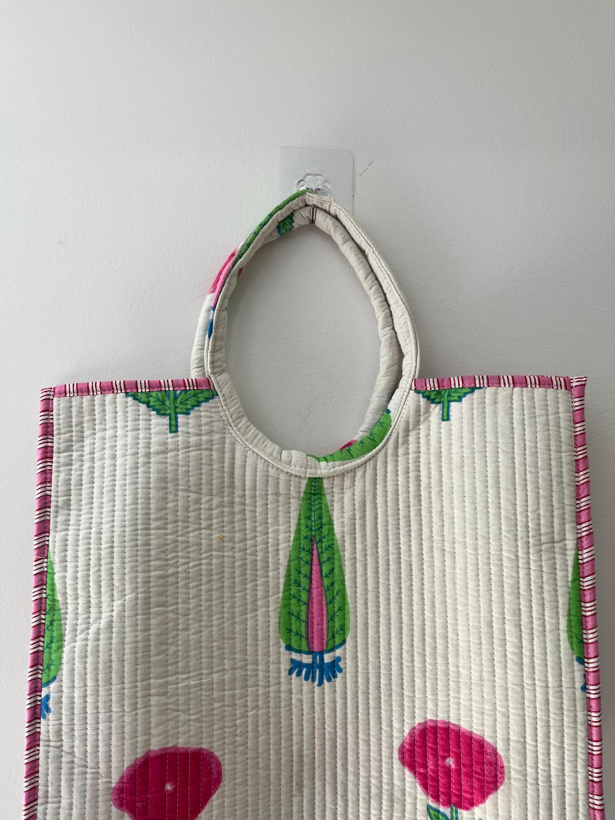 White Floral Moon Bag