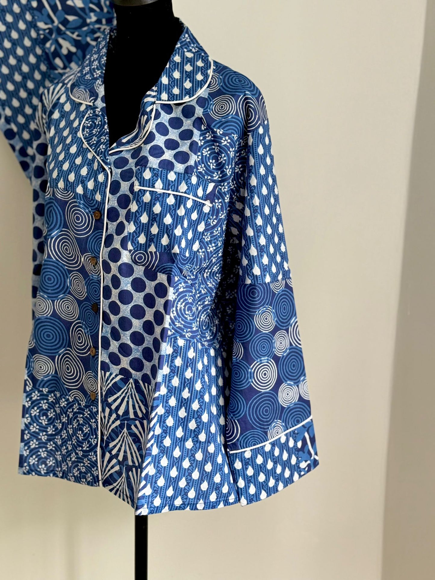 Blue Block Print Cotton PJ set