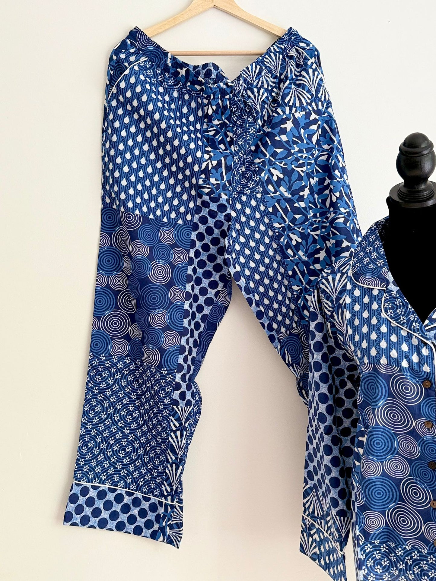Blue Block Print Cotton PJ set