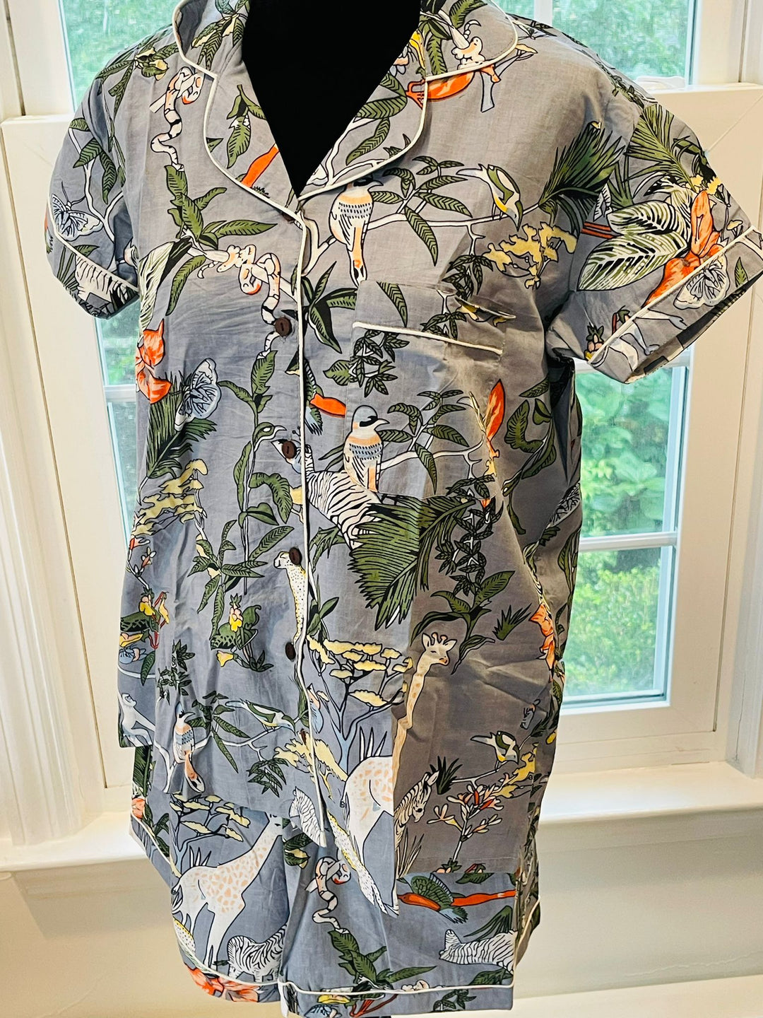 Frolic Floral Short Pajama Set - Grey