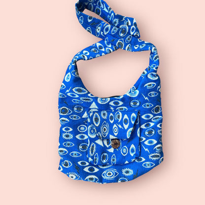 Evil Eye Block Printed Shoulder Bag - Navy