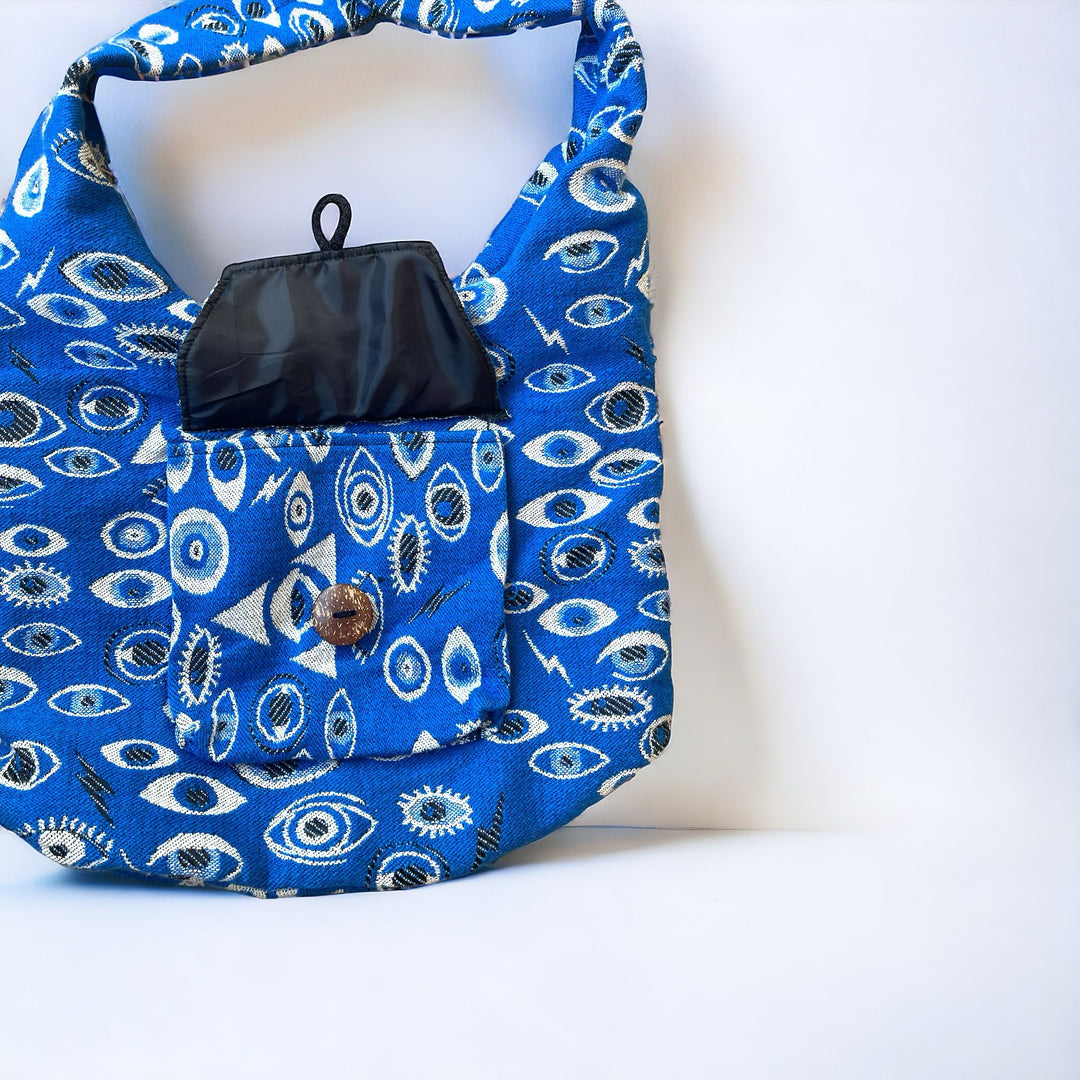 Evil Eye Block Printed Shoulder Bag - Navy