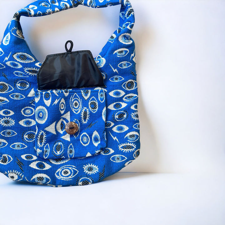 Evil Eye Block Printed Shoulder Bag - Navy