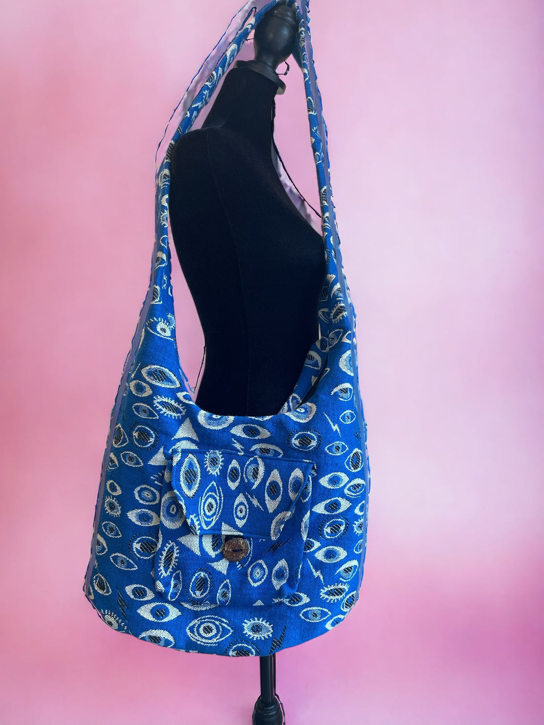 Evil Eye Block Printed Shoulder Bag - Navy