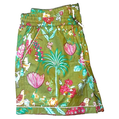 Short PJ Set in Green Glimmering Garden