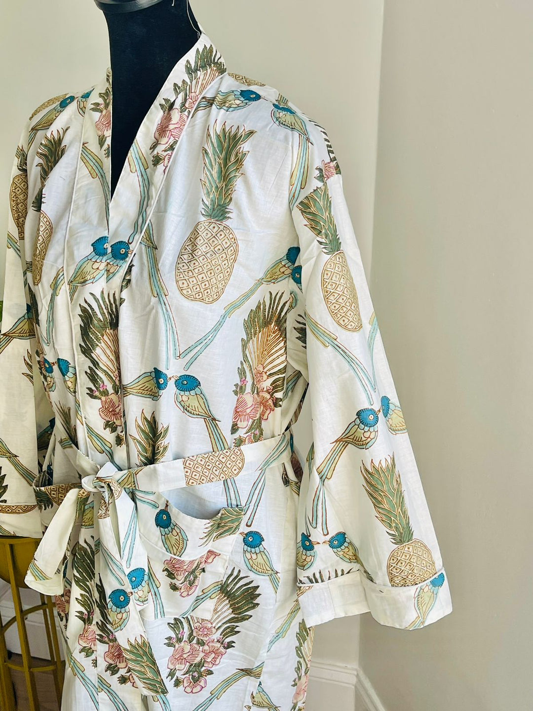 Hand Block Print Cotton Kimono Robe