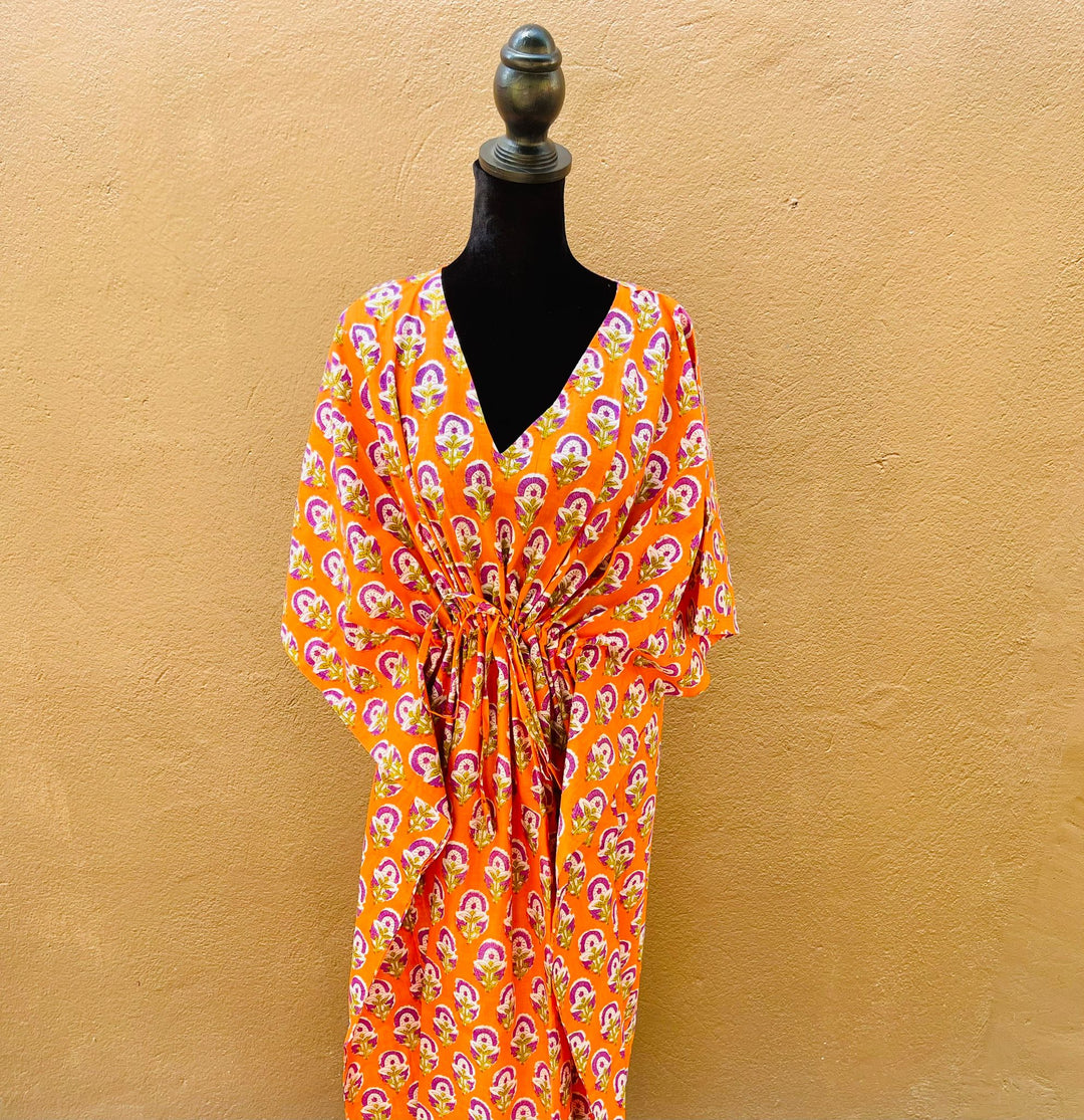 Hand-Block Print Cotton Kaftan