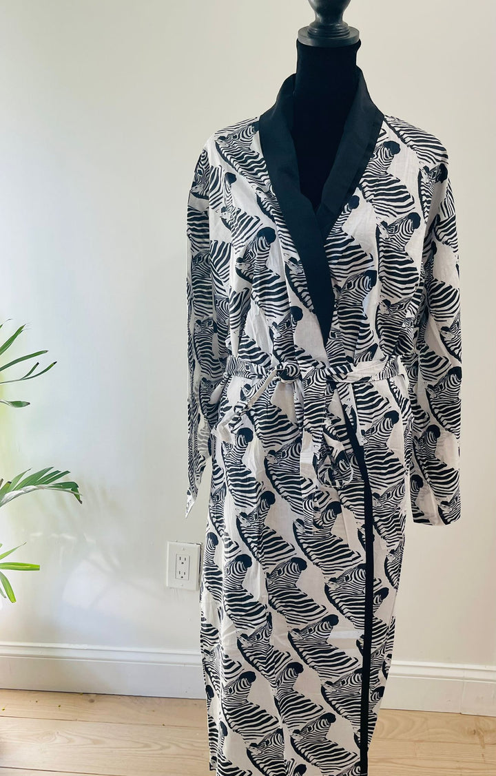 Hand Block Print Cotton Kimono Robe