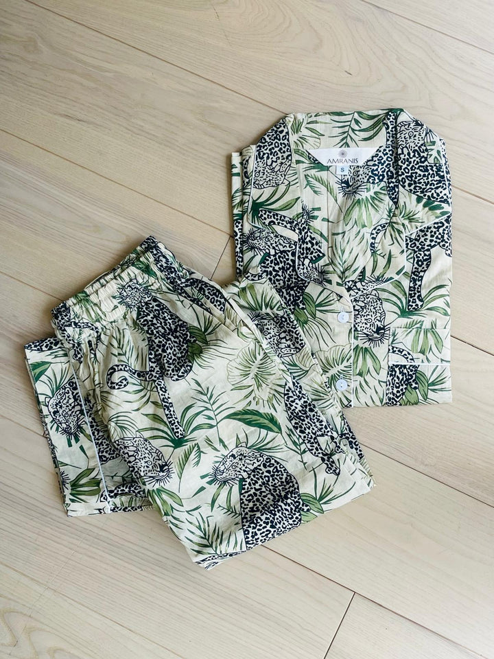 Hand block print Pjs set cotton long sleeves shirt long Pajamas set