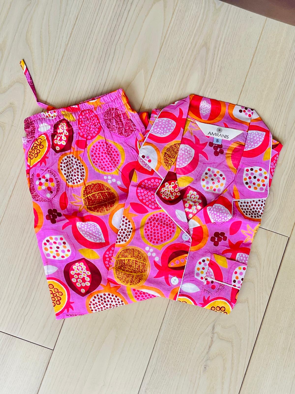 Long Pajama Set in Fruity Pink