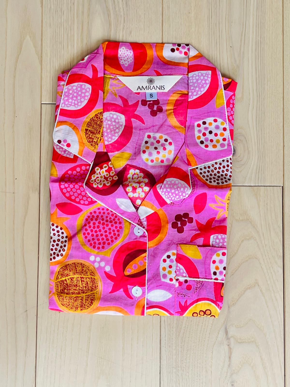 Long Pajama Set in Fruity Pink