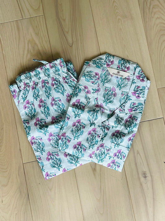 Hand Block Printed Long PJ Set