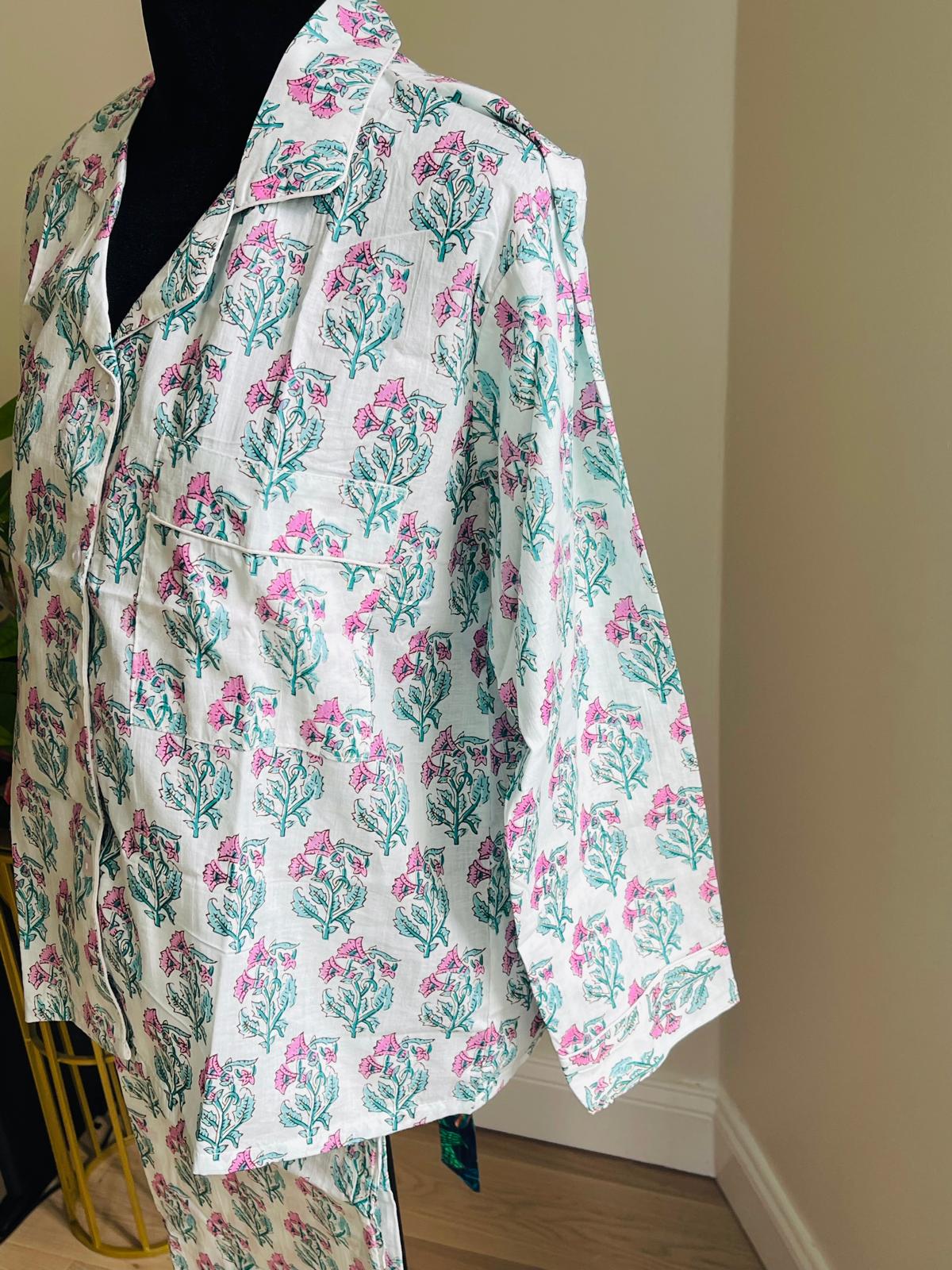 Hand Block Printed Long PJ Set